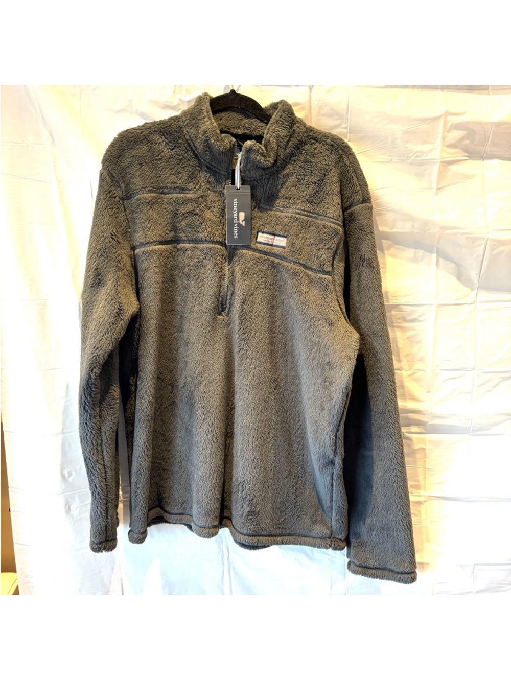 NWT Vineyard Vines Charcoal Gray Cabin Fleece 1/2 Zip Jacket SZ XL